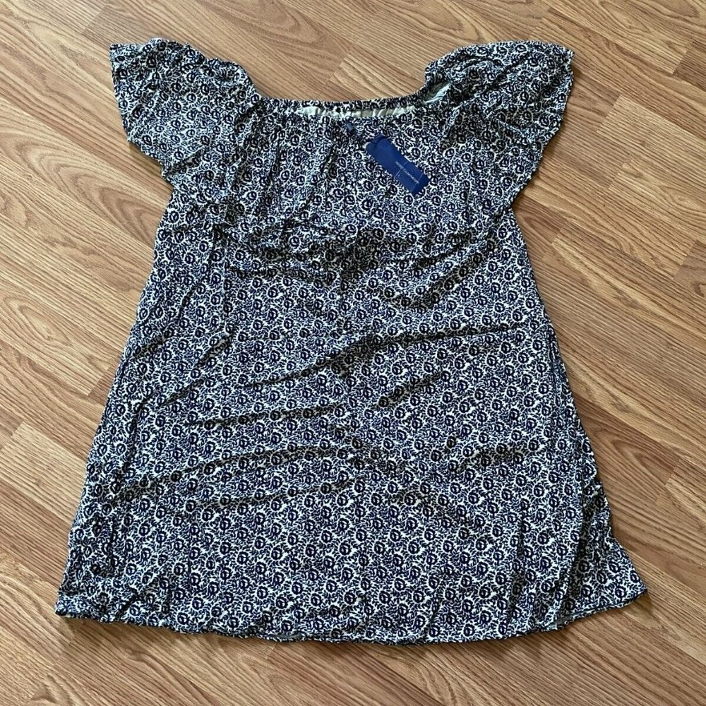 Rebecca Minkoff Women Dress Navy/White Floral Off The Shoulder Size 00 $185 - Picture 2 of 12